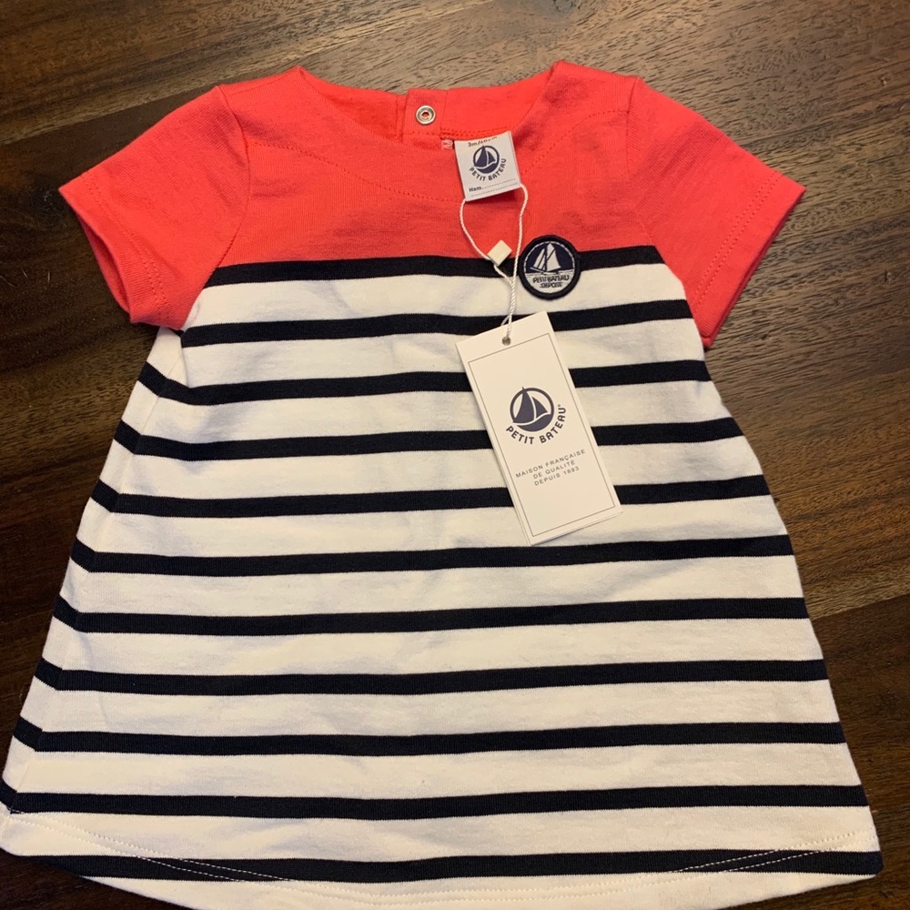 *NEW W/ TAGS* Petit Bateau baby dress (3M) - Picture 2 of 4